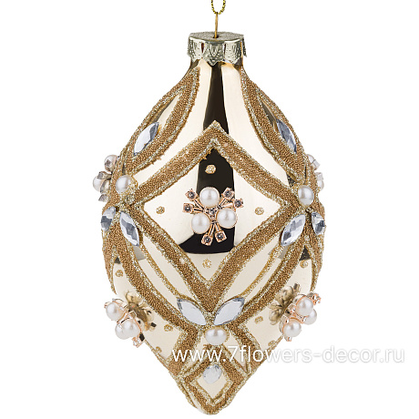 Елочная игрушка Олива (стекло), D8xH14 см - фото 1