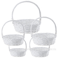 Корзина плетеная (ива), D45xH16/46 см - D26xH11/30  см, набор (5 шт) - фото 1
