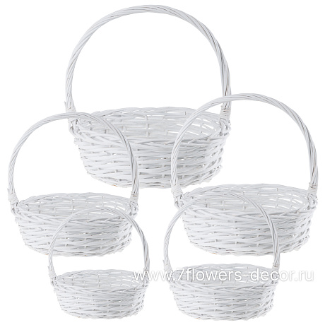 Корзина плетеная (ива), D45xH16/46 см - D26xH11/30  см, набор (5 шт) - фото 1