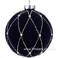 Елочная игрушка "Шар" (бархат, стекло), D10 см - фото 1