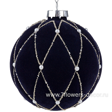 Елочная игрушка Шар (бархат, стекло), D10 см - фото 1
