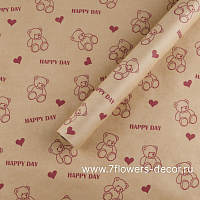 Бумага крафт бурый "Мишки", 70 смx10 м, 70 г/м2 - фото 1