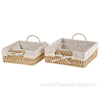 Кашпо плетеное (бумага), 22x22xH8,5/13,5 см, 26x26xH10/15 см, набор (2 шт) - фото 1