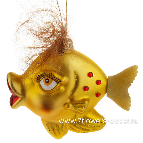 Елочная игрушка Рыба (стекло), 11х5хН10 см - фото 1