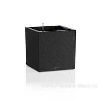 Кашпо Lechuza "Canto Stone 30 Complete Low dark grey" (пластик), 30x30xH30 см - фото 1