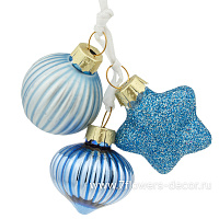 Елочная игрушка "Шар, луковка, звезда в связке" (стекло), D3,5 см - фото 1
