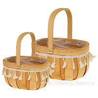 Корзина плетеная (дерево), 25,5x20xH13,5/28 см, 20x16xH12,5/25 см, набор (2 шт) - фото 1