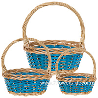 Корзина плетеная "Кант" (ива), D33xH14/37 см - D22xH11/26 см, набор (3 шт) - фото 1