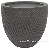 Кашпо Nobilis Marco "Sand Waves Dark grey Round" (файкостоун), D50xH44,5 см - фото 1