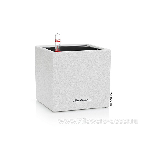 Кашпо Lechuza Canto Stone Complete quarz white (пластик), 40x40xH41 см - фото 1