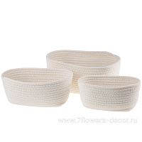 Кашпо плетеное (ткань), 17x14xH10 см - 26x20xH12 см, набор (3 шт) - фото 1