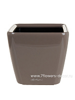 Кашпо Lechuza "Quadro LS Complete taupe high gloss" (пластик), 28x28xH26 см - фото 1