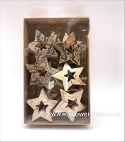 Елочная игрушка "Звезда" (дерево), D6 см, набор (8 шт) - фото 1