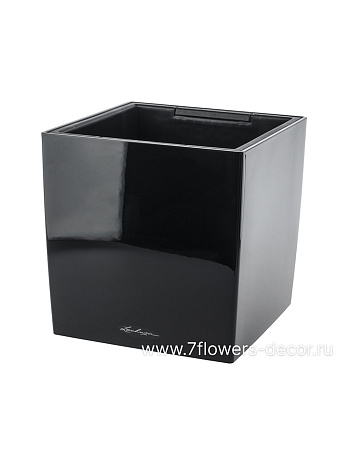 Кашпо Lechuza "Cube Premium Complete black high gloss" (пластик), 30х30х30 см