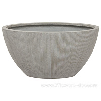 Кашпо Nobilis Marco "Vertical stripes rough cement Oval" (файкостоун), 67х35хH35 см - фото 1