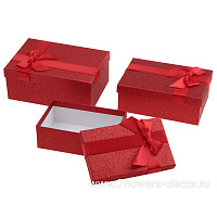 Набор коробок подарочных с бантом "Новогодняя", 23x16xH9,5 см, 21x14xH8 см, 19x12xH6,5 см (3шт) - фото 1