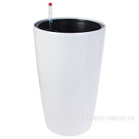 Кашпо PLANTA VITA "Vase Silk white" с автополивом (пластик), D33xH57 см - фото 1