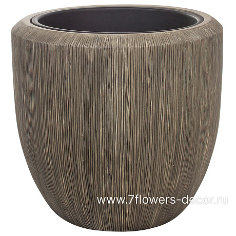 Кашпо Nobilis Marco Pw-woodgrey Round, (полистоун), D55хH52 см, с тех.горшком - фото 1
