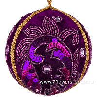 Елочная игрушка "Шар" (бархат, пайетки), D10 см - фото 1