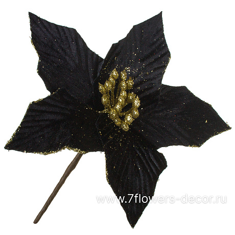 Цветок искусственный Пуансеттия (ткань), 18х18 см - фото 1