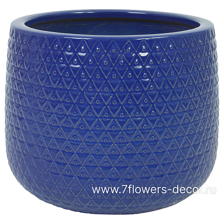 Кашпо Nobilis Marco Royal Blue Relief Jar (керамика), D41хH33,5 см - фото 1