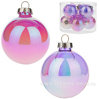 Елочная игрушка "Шар" (стекло), D6 см, набор (8 шт) - фото 1