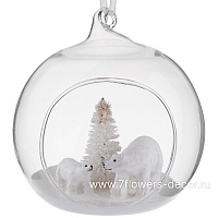 Елочная игрушка "Шар и медведи" (стекло), 8x7xH9 см - фото 1