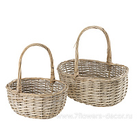 Корзина плетеная (ива), 35x29xH16/36 см, 28x22xH13/30 см, набор (2 шт) - фото 1