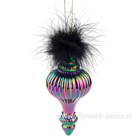 Елочная игрушка "Калабаш" (стекло, перо), 6xH13 см - фото 1