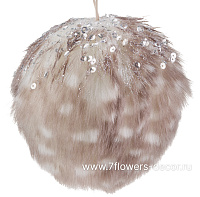 Елочная игрушка "Шар" (иск. мех), D10 см - фото 1