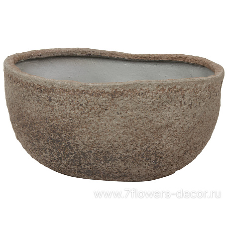 Кашпо Nobilis Marco Plain grey stone Oval (файкостоун), 80х47хH40 см - фото 1