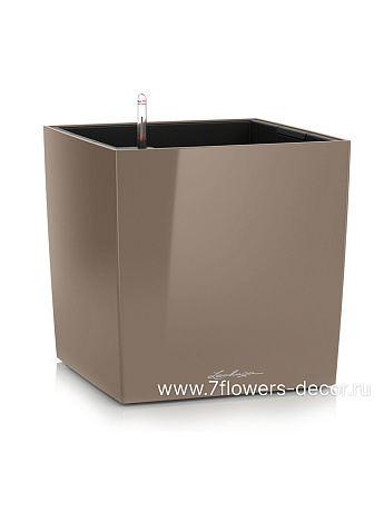 Кашпо Lechuza Cube Premium Complete taupe high gloss (пластик), 50x50x50 см - фото 1