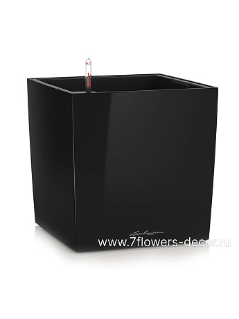 Кашпо Lechuza "Cube Premium Complete black high gloss" (пластик), 50х50xH50 см
