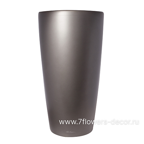 Кашпо Lechuza "Rondo Complete charcoal metallic" (пластик), D40xH75 см