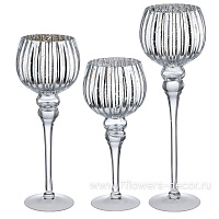 Подсвечник "Christmas" (стекло), H40 см, H35 см, H30 см, набор (3 шт) - фото 1