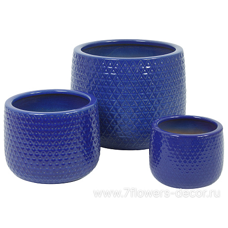 Кашпо Nobilis Marco Royal Blue Relief Jar (керамика), D22хH18 см - фото 3
