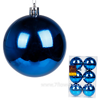 Елочная игрушка "Шар" (пластик), D8 см, набор (6 шт) - фото 1