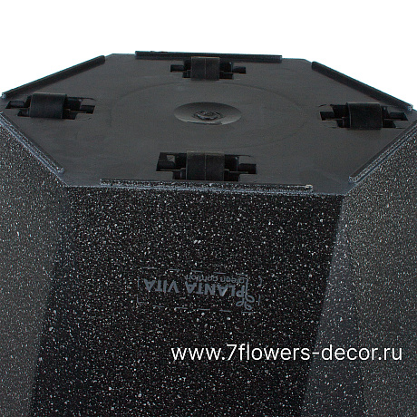 Кашпо PLANTA VITA Vase Ribs grey с автополивом (пластик), D39xH58 см - фото 4