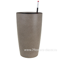 Кашпо PLANTA VITA "Vase Stone brown" с автополивом (пластик), D32xH55 см - фото 1