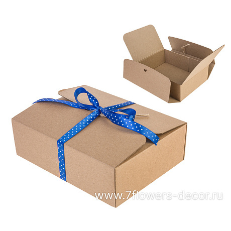 Коробка подарочная (крафт), 20х15хН6,5 см, с бантом - фото 1