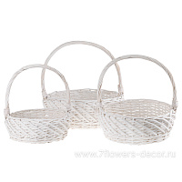 Корзина плетеная (ива), D44xH15/44 см - D32xH11/32 см, набор (3 шт) - фото 1