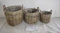 Корзина плетеная (ива), D37xH31/38 см - D23xH19/25 см, набор (3 шт) - фото 1