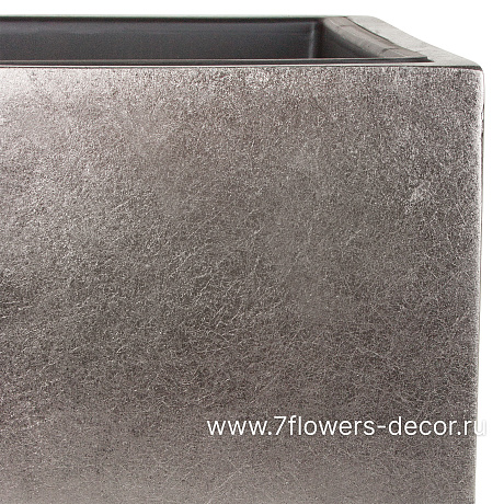 Кашпо полистоун Nobilis Marco Pa-darksilver Cube, 50х50хH50 см с тех.горшком - фото 2