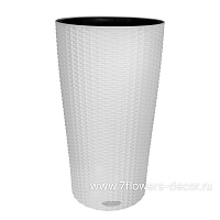Кашпо Lechuza "Cilindro Cottage Complete white" (пластик), D32xH56 см - фото 1