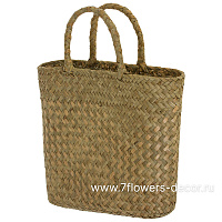 Кашпо-сумка плетеное с ручками (водоросли, металл), 30,5хН20 см - фото 1
