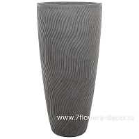 Кашпо Nobilis Marco "Sand Waves dark grey Vase" (файкостоун), D47хH99,5 см - фото 1