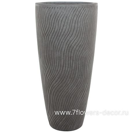 Кашпо Nobilis Marco Sand Waves dark grey Vase (файкостоун), D47хH99,5 см - фото 1