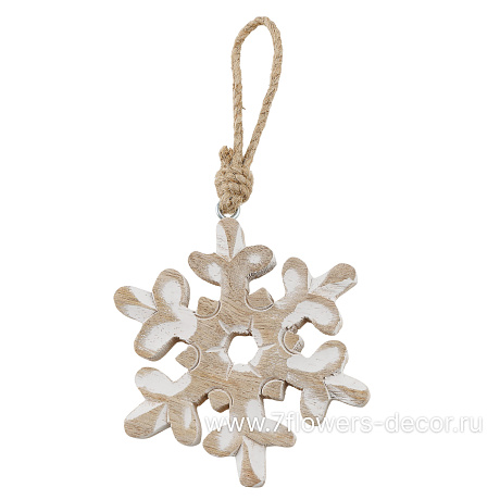 Елочная игрушка Снежинка (дерево), 10xH10 см - фото 1