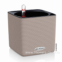 Кашпо Lechuza "Cube Color Complete sand brown" (пластик), 14x14xH14 см - фото 1