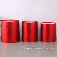 Коробка шляпная "Глиттер", D24,5xH27,5 см - D20xH24 см, набор (3 шт), без крышки - фото 1